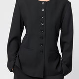 Tailored Round Neck Blazer Jet Black
