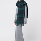 Alpaca Wool Blend Scarf Green Navy Check