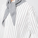 Poplin Workwear Shirt White with Black and Grey Pinstripe