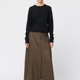Tailored Button Down Skirt Dark Olive