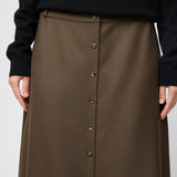 Tailored Button Down Skirt Dark Olive