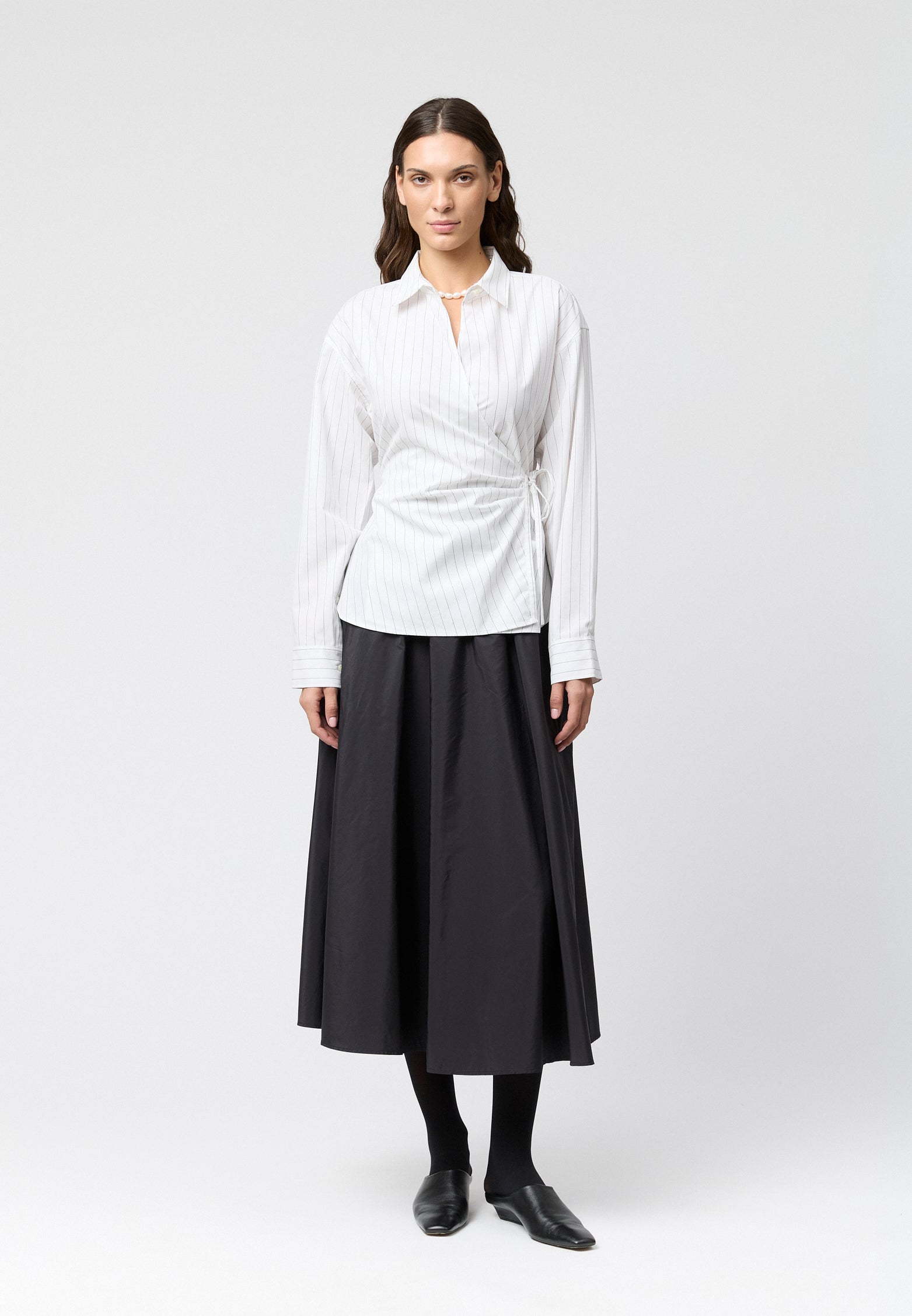Vivienne Taffeta Midi Skirt Jet Black