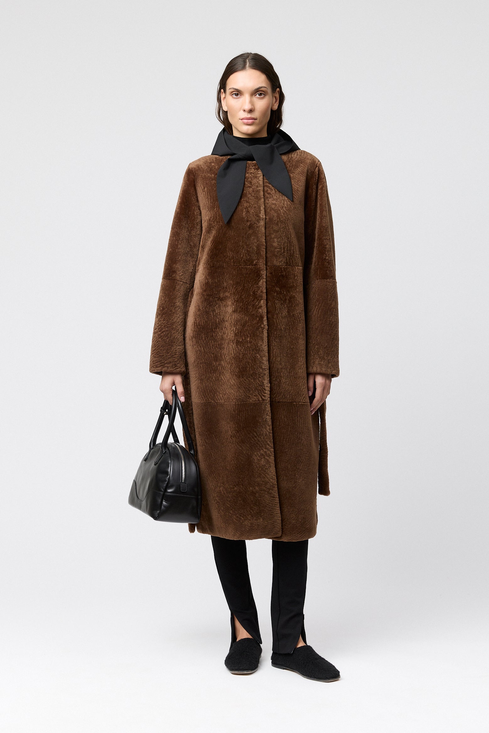 Bergamo Shearling Coat Dark Caramel