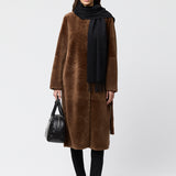 Bergamo Shearling Coat Dark Caramel