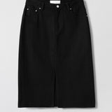 Denim Midi Skirt Jet Black