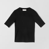 Midi Sleeve Rib Tee Jet Black