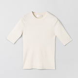 Midi Sleeve Rib Tee Cream