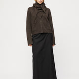Structured Wool Cardigan Coffee