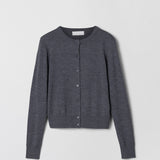 Classic Merino Cardigan Charcoal Grey Melange