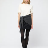 Wool Twill Straight Skirt Jet Black