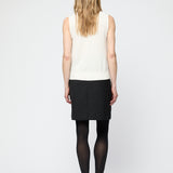 Wool Twill Straight Skirt Jet Black