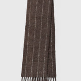 Alpaca Wool Blend Scarf Chocolate Brown Pinstripe