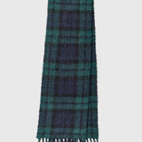 Alpaca Wool Blend Scarf Green Navy Check