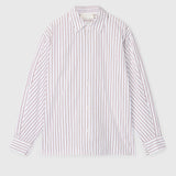 Coastal Shirt White and Caramel Pinstripe
