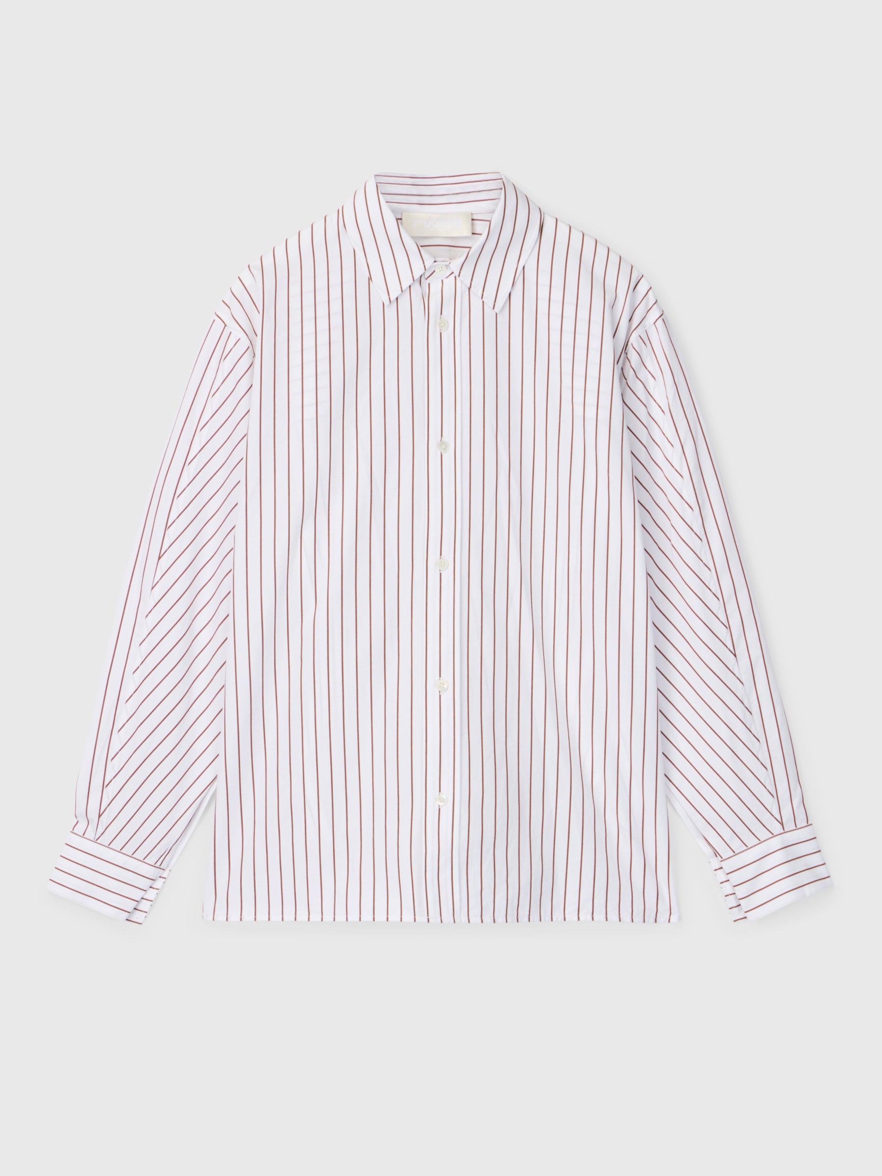 Coastal Shirt White and Caramel Pinstripe
