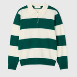 Estate Pique Sweater Bottle Green And Macadamia Stripe
