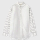 Poplin Workwear Shirt White with Black and Grey Pinstripe