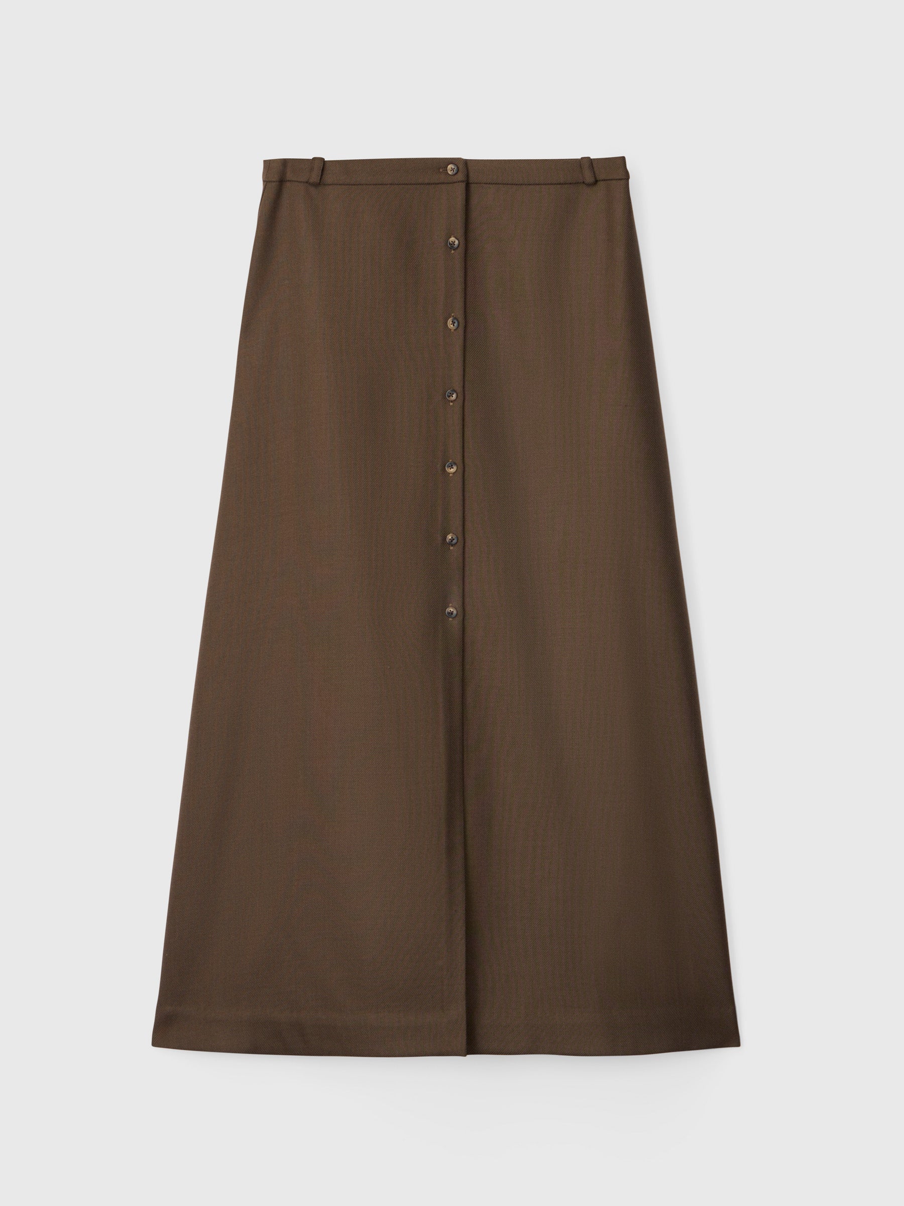 Tailored Button Down Skirt Dark Olive