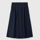 Tailored Poet Pleat Skirt Navy
