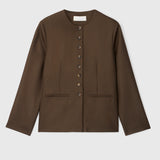 Tailored Round Neck Blazer Dark Olive