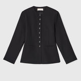 Tailored Round Neck Blazer Jet Black