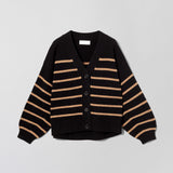Mooring Cardigan Black Praline Stripe