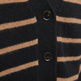 Mooring Cardigan Black Praline Stripe