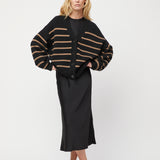 Mooring Cardigan Black Praline Stripe