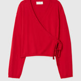 Cotton Cashmere Wrap Cardigan Vivid Red