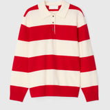 Estate Pique Sweater Red Macadamia Stripe