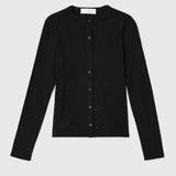 Pointelle Jersey Cardigan Jet Black