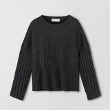 Crew Cable Knit Sweater Graphite