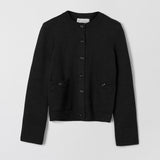 Structured Cotton Cardigan Jet Black