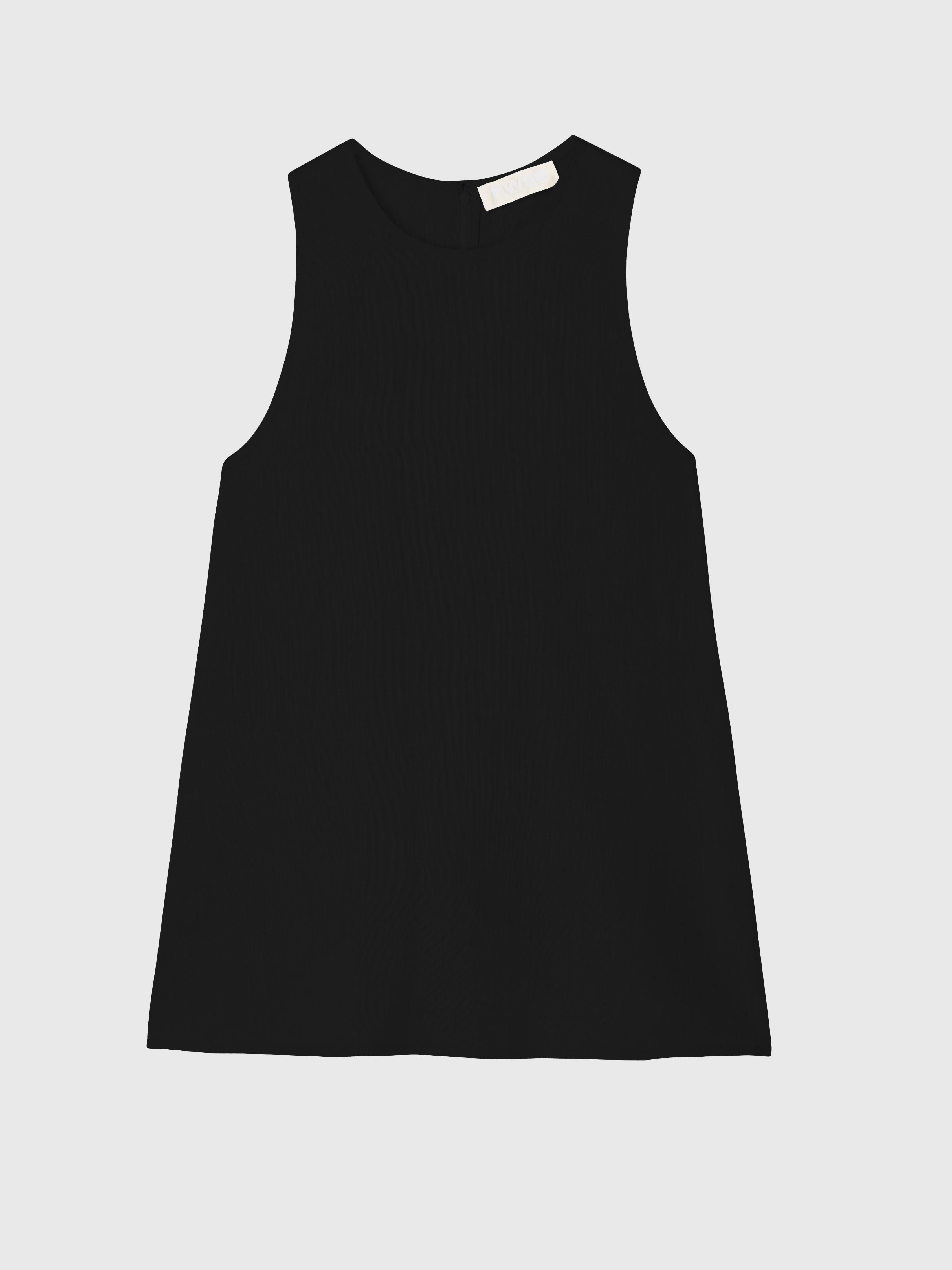 Linen Esplanade Top Jet Black