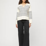 Cotton Storm Knit Vanilla Navy Stripe