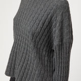 Crew Cable Knit Sweater Graphite