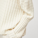 Crew Cable Knit Sweater Whipped Cream