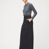 Linen Côte d'Azur Maxi Skirt Jet Black