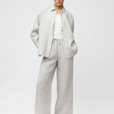 Linen Coastal Shirt Natural Cream Stripe