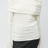 Off Shoulder Knit Top Macadamia