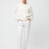 Structured Cotton Cardigan Cream