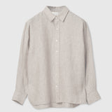 Linen Coastal Shirt Natural Cream Stripe