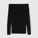 Off Shoulder Knit Top Jet Black