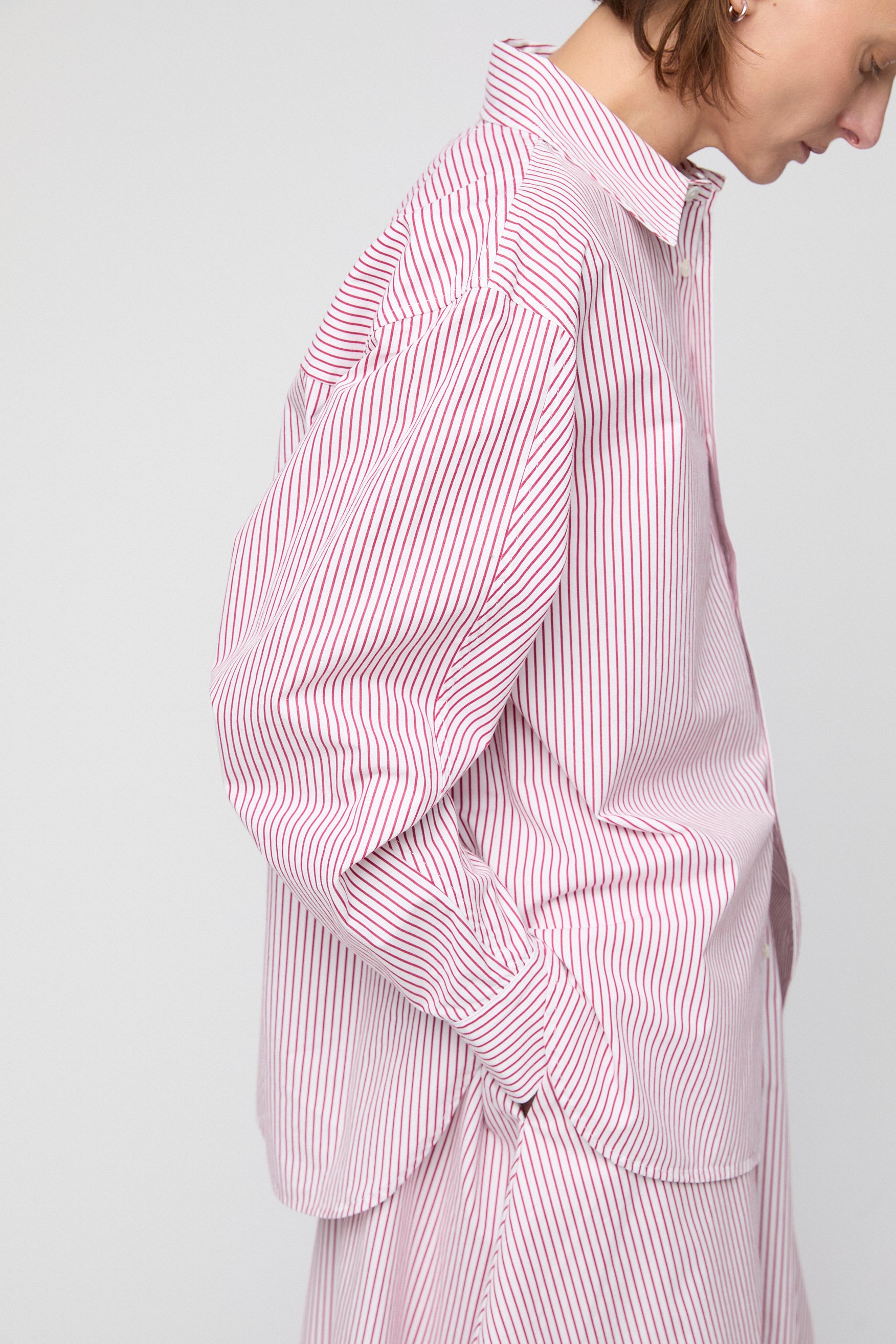 Striped Isabella Skirt White Red Pinstripe