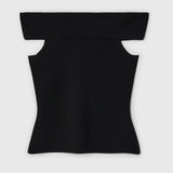 Compact Knit Off Shoulder Top Jet Black