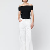 Compact Knit Off Shoulder Top Jet Black