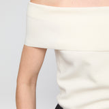 Compact Knit Off Shoulder Top Macadamia