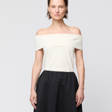 Compact Knit Off Shoulder Top Macadamia