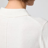 Cotton Silk Collared Cardigan Navy Cream Stripe