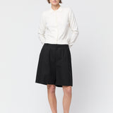 Cotton Silk Collared Cardigan Cream